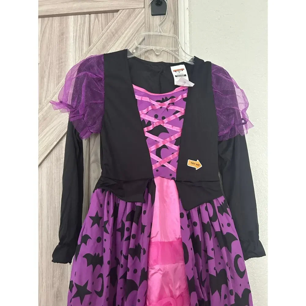 NIB Spooktacular Creations witch costume girl Med 8-10 pink and purple
